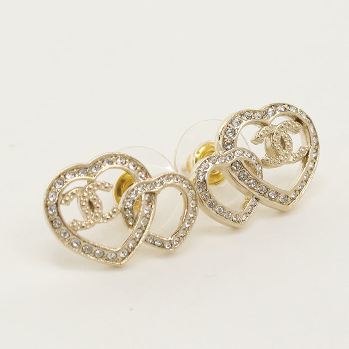 CHANEL CH77769 Pierce COCO Mark Heart Motif Pierce metal,Rhinestone gold Women