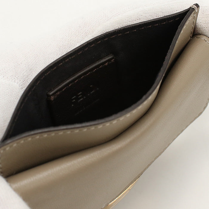 FENDI FE86385 Card Case baguette leather gray Women