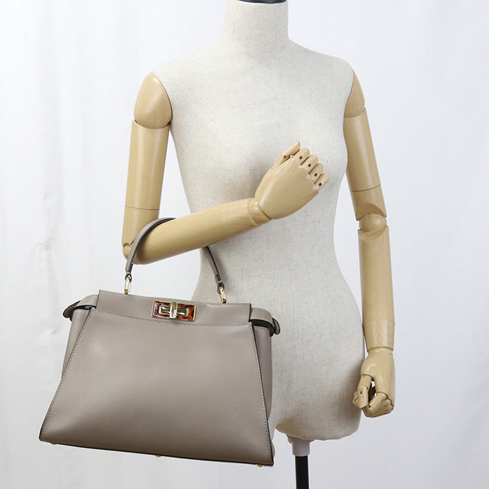 FENDI 8BN290 3ZL F0E65 2WAY Peekaboo Handbag leather gray Women