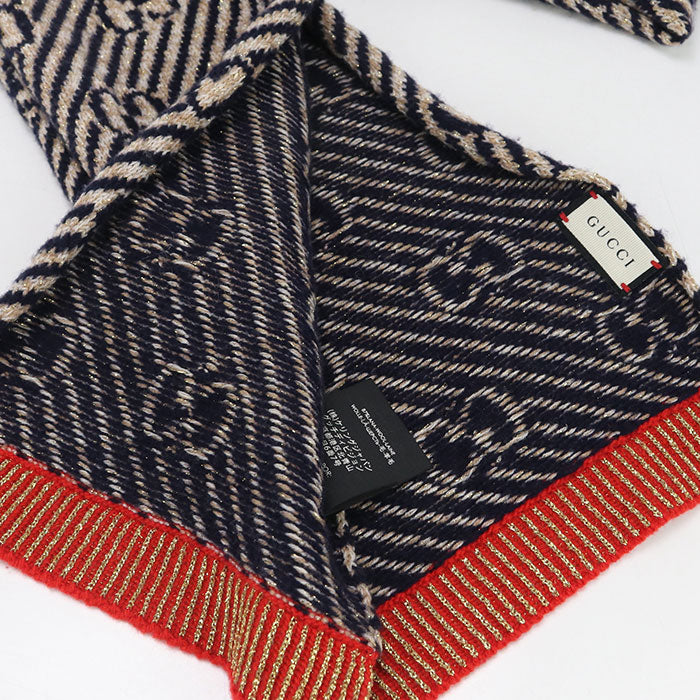GUCCI Scarf wool/Nylon navy Women