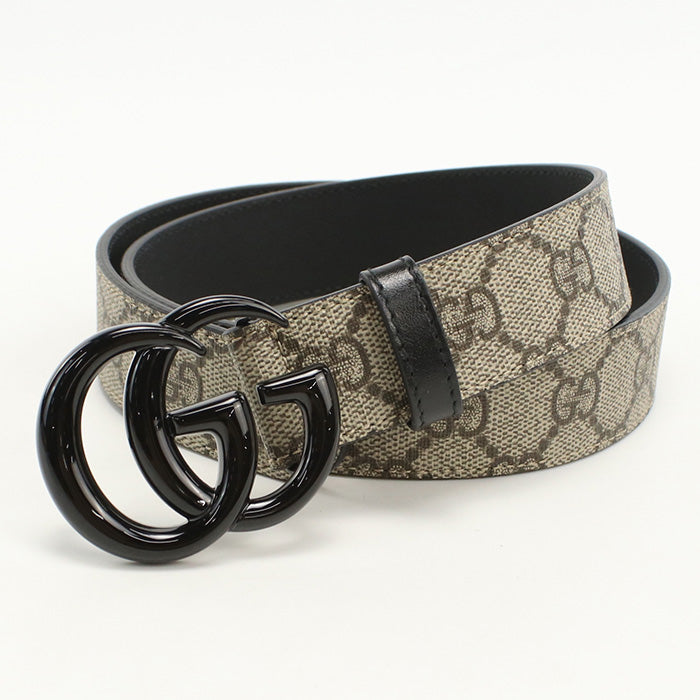 GUCCI 414516 Double G slim belt GG Supreme Canvas beige mens