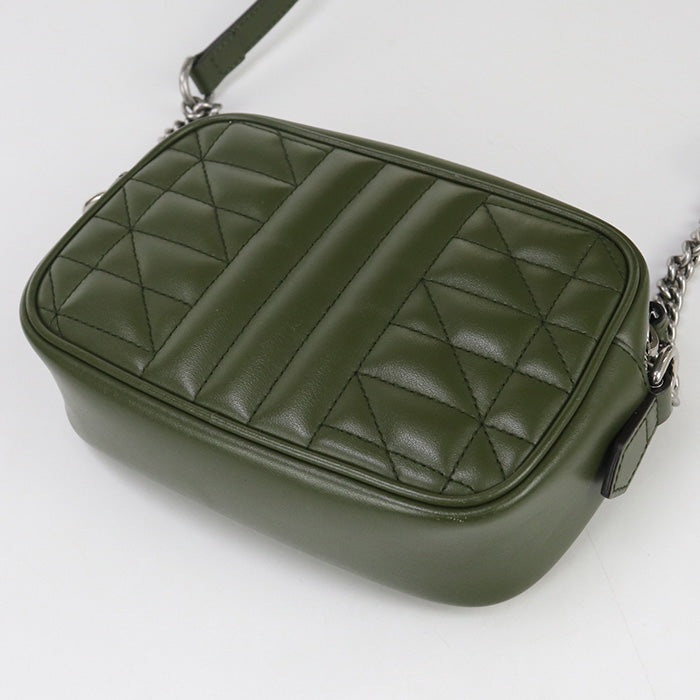 GUCCI 634936 Mini camera bag GG Marmont Bag Quilted leather green Women