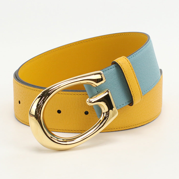 GUCCI 709954 By color G buckle belt leather blue unisex