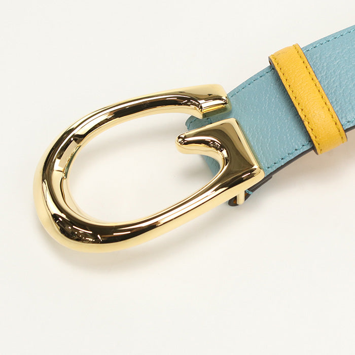 GUCCI 709954 By color G buckle belt leather blue unisex