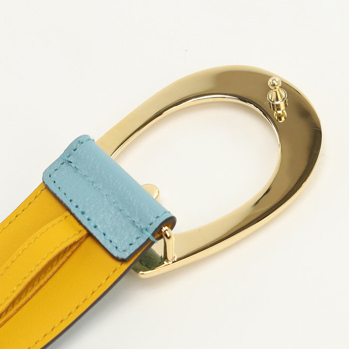 GUCCI 709954 By color G buckle belt leather blue unisex