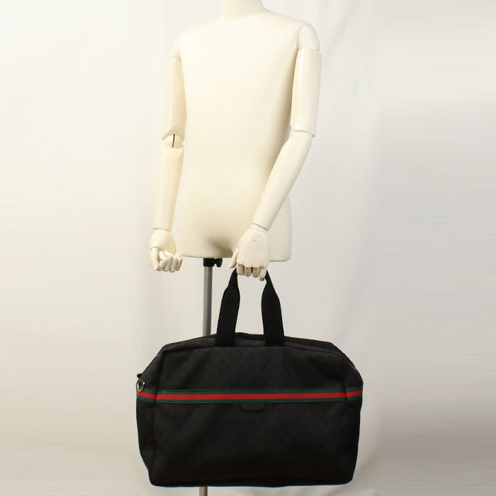 GUCCI 374770 GG denim Boston bag canvas black unisex