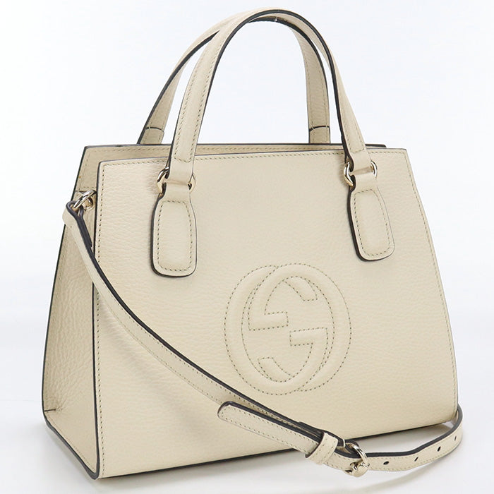 GUCCI 607722 CAO0G 9522 2WAY Soho Tote Bag leather white Women