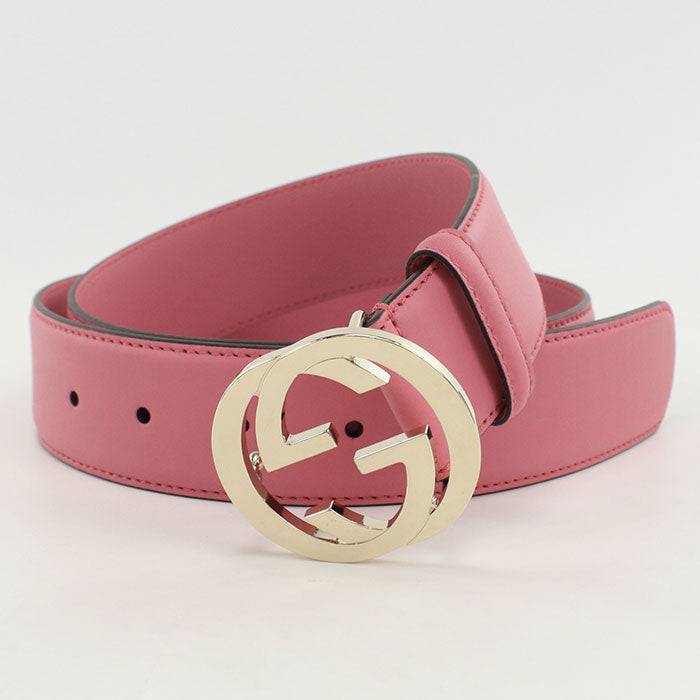 GUCCI 546386 belt Interlocking G belt leather pink unisex