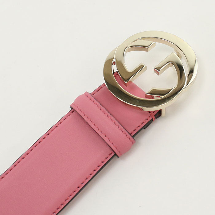 GUCCI 546386 belt Interlocking G belt leather pink unisex