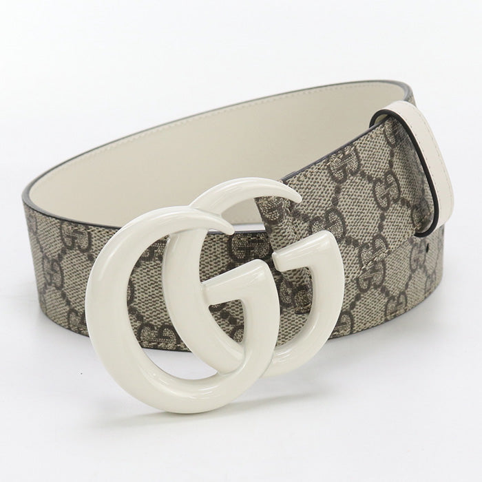 GUCCI 400593 wide Double G belt GG Supreme beige Women