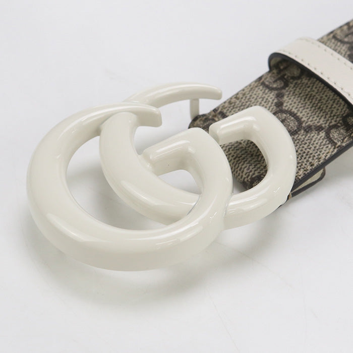 GUCCI 400593 wide Double G belt GG Supreme beige Women