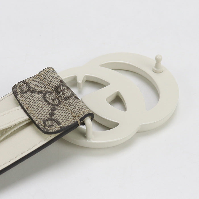 GUCCI 400593 wide Double G belt GG Supreme beige Women