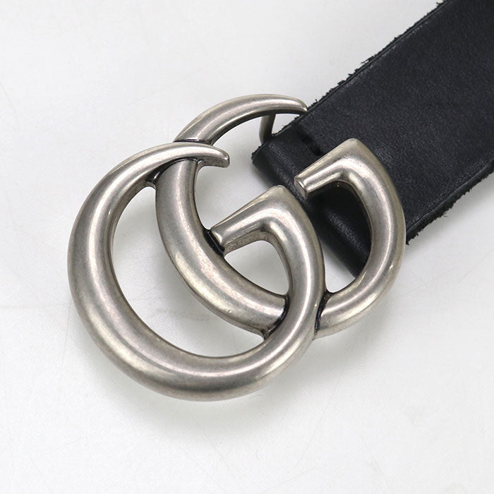 GUCCI 414516 Slim belt Double G belt leather black mens