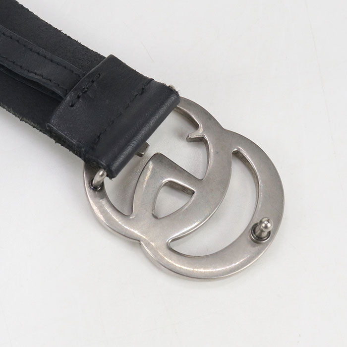 GUCCI 414516 Slim belt Double G belt leather black mens
