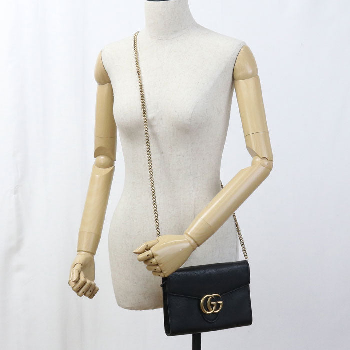 GUCCI 401232 Chain wallet GG Marmont Chain wallet leather black Women