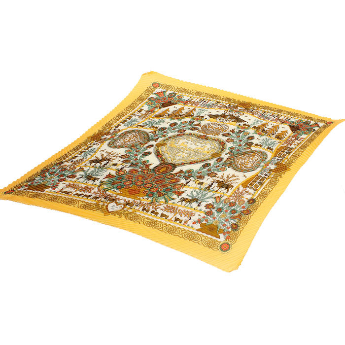 HERMES Scarf Pleated Kare 90 Fir Tree silk Multicolor Women