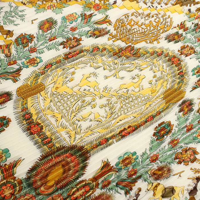 HERMES Scarf Pleated Kare 90 Fir Tree silk Multicolor Women