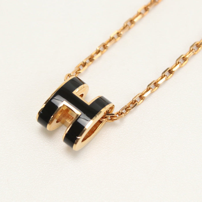 HERMES H147991F03 Necklace MINI POP H Necklace Gold Plated black Women