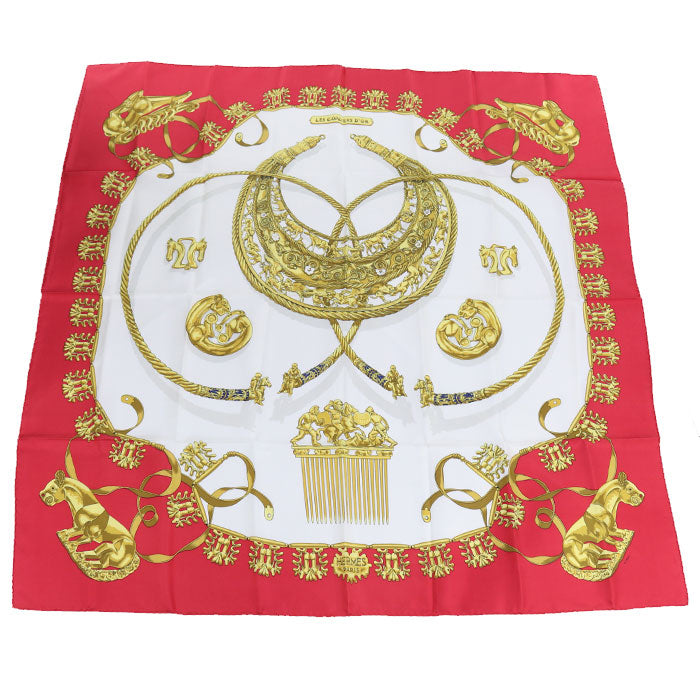 HERMES Calle 90 Scarf/100% silk red unisex