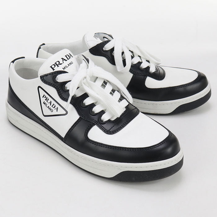 PRADA 1E796M triangle logo sneakers leather white Women