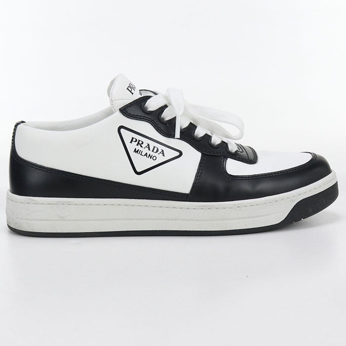 PRADA 1E796M triangle logo sneakers leather white Women