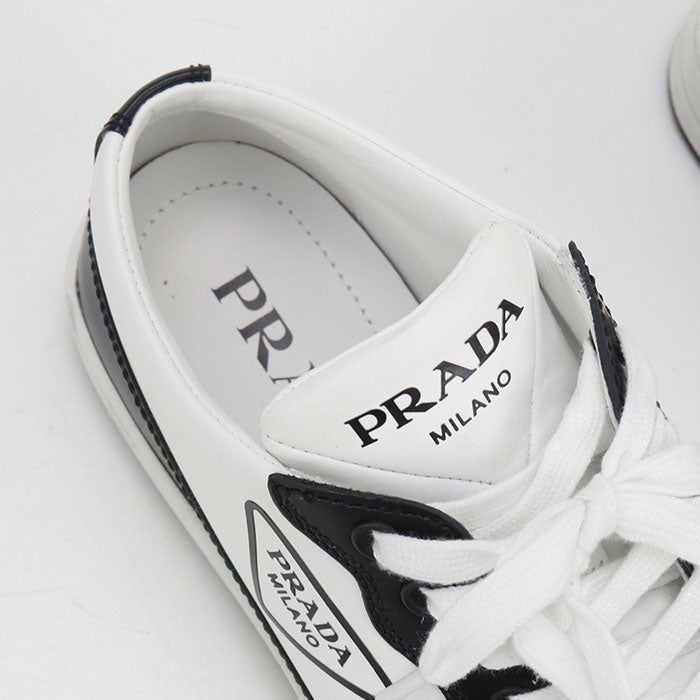 PRADA 1E796M triangle logo sneakers leather white Women