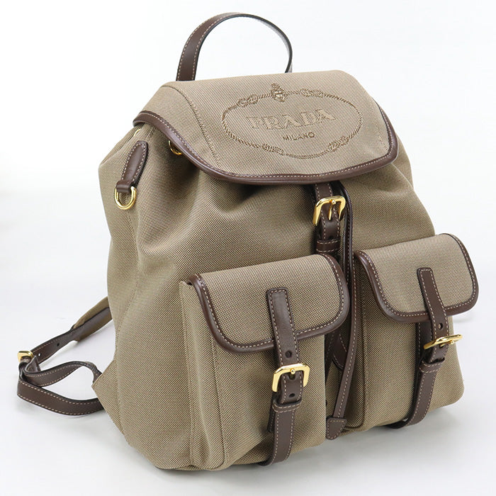 PRADA Backpack Logo jacquard Backpack/Jacquard beige Women