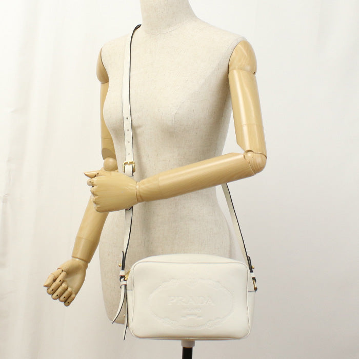 PRADA 1BH089 Shoulder Bag Grey Scarf Shoulder Bag leather white Women