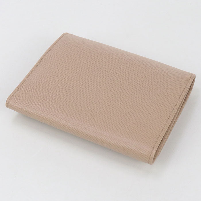 PRADA 1M0176 Three fold wallet/Safiano leather beige Women