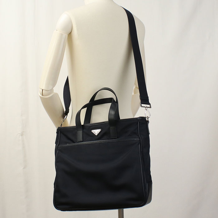 PRADA 2VG032 Tote Bag Safiano 2WAYTote Bag Nylon,leather Navy mens(unisex)
