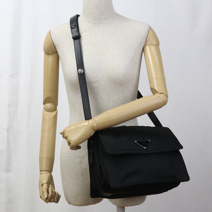 PRADA 1BD255 RFLH F0002 Medium Padded Diagonal  Shoulder Bag black Women