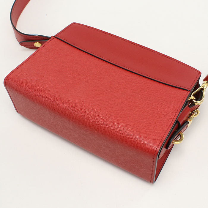 PRADA 1BH043 Safiano leather Diagonal shoulder bag leather Women red