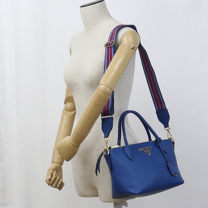 PRADA 1BA111 2WAY Handbag shoulder Safiano leather blue Women