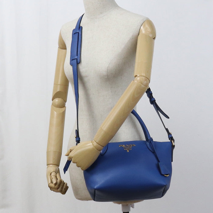 PRADA 1BA111 2WAY Handbag shoulder Safiano leather blue Women