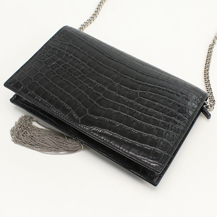 SAINT LAURENT 452159 Long wallet Kate Tassel Chain Wallet leather black Women
