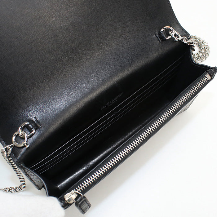 SAINT LAURENT 452159 Long wallet Kate Tassel Chain Wallet leather black Women