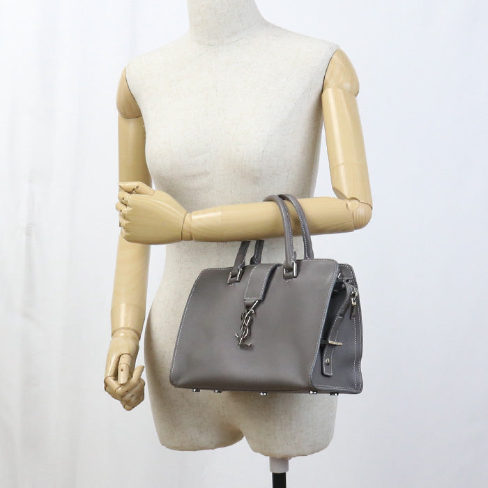 SAINT LAURENT 424868 Handbag Baby mosquito bus Tote Bag leather gray Women