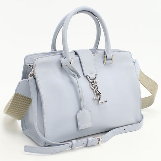 SAINT LAURENT 421871 Handbag Baby mosquito bus 2WAYTote Bag leather blue Women