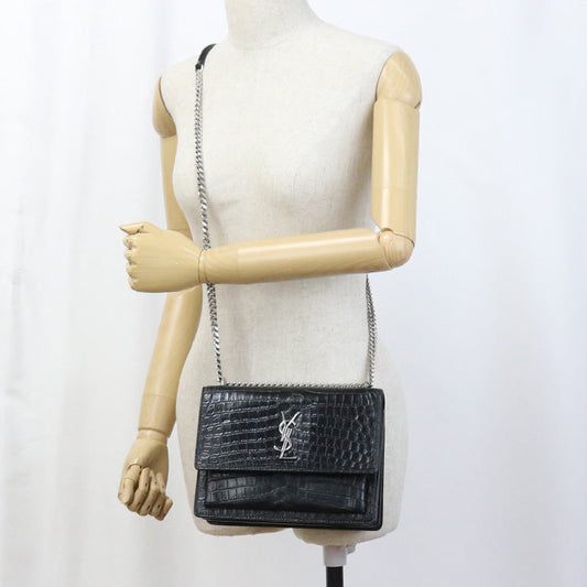 SAINT LAURENT 442906 Sunset medium YSL Monogram Shoulder Bag black Women
