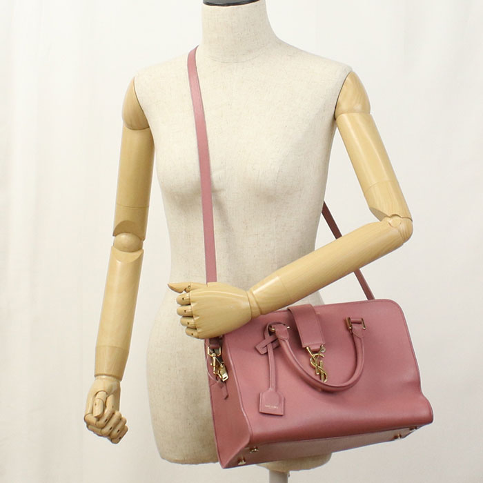 SAINT LAURENT 357395 Handbag Baby mosquito bus 2WAYTote Bag leather pink Women