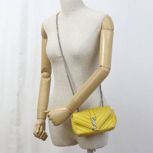 SAINT LAURENT 399289 Shoulder Bag YSL logo ChainShoulder Bag leather yellow Women