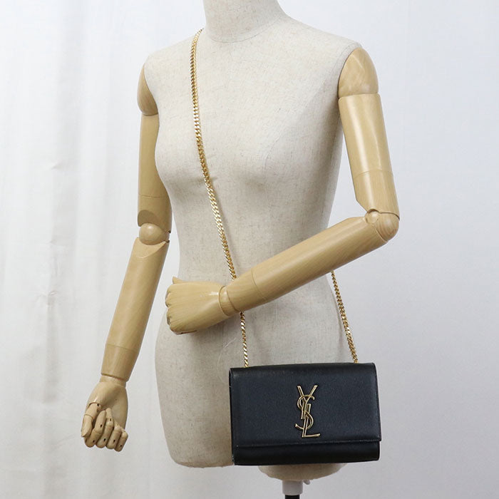 SAINT LAURENT 469390 Small Chain Kate Shoulder Bag Calfskin black Women