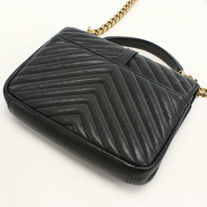 SAINT LAURENT 428056 2WAY bag college Handbag/Quilted leather black  Women