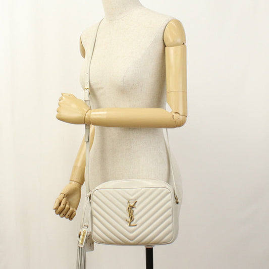 SAINT LAURENT 574494 Roux Diagonal shoulder bag Quilted leather White Women