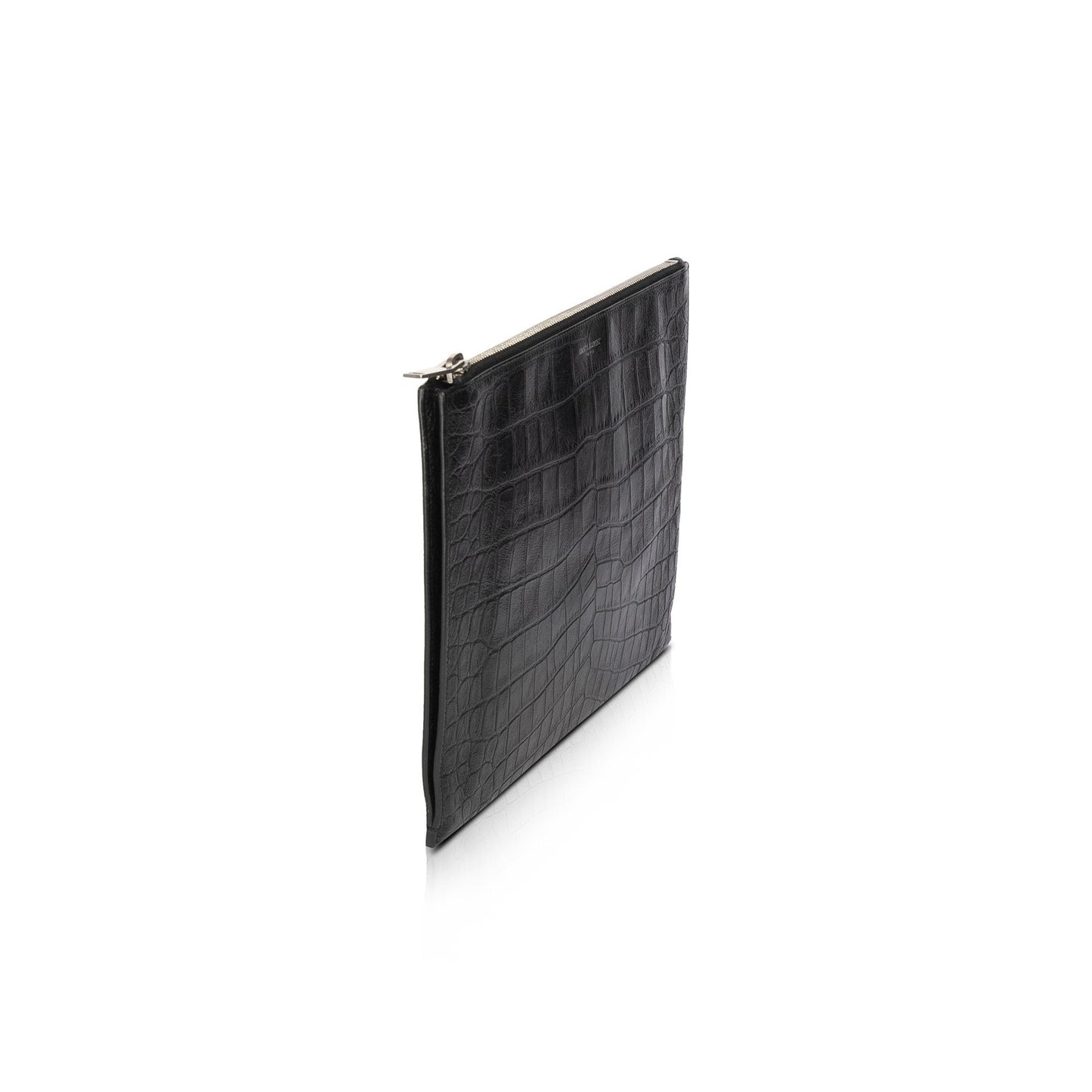 Yves Saint Laurent Crocodile Embossed Zip Pouch